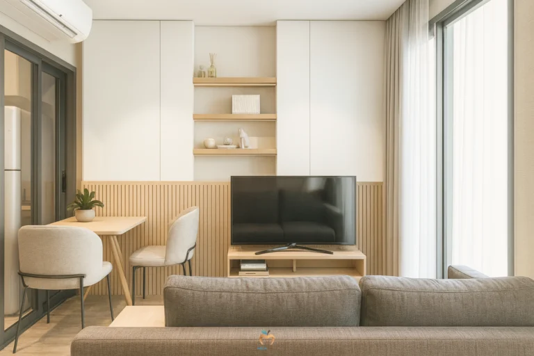 รีวิวการออกแบบ ตกแต่งภายในบิวท์อิน Niche Mono Condo ห้องนั่งเล่น