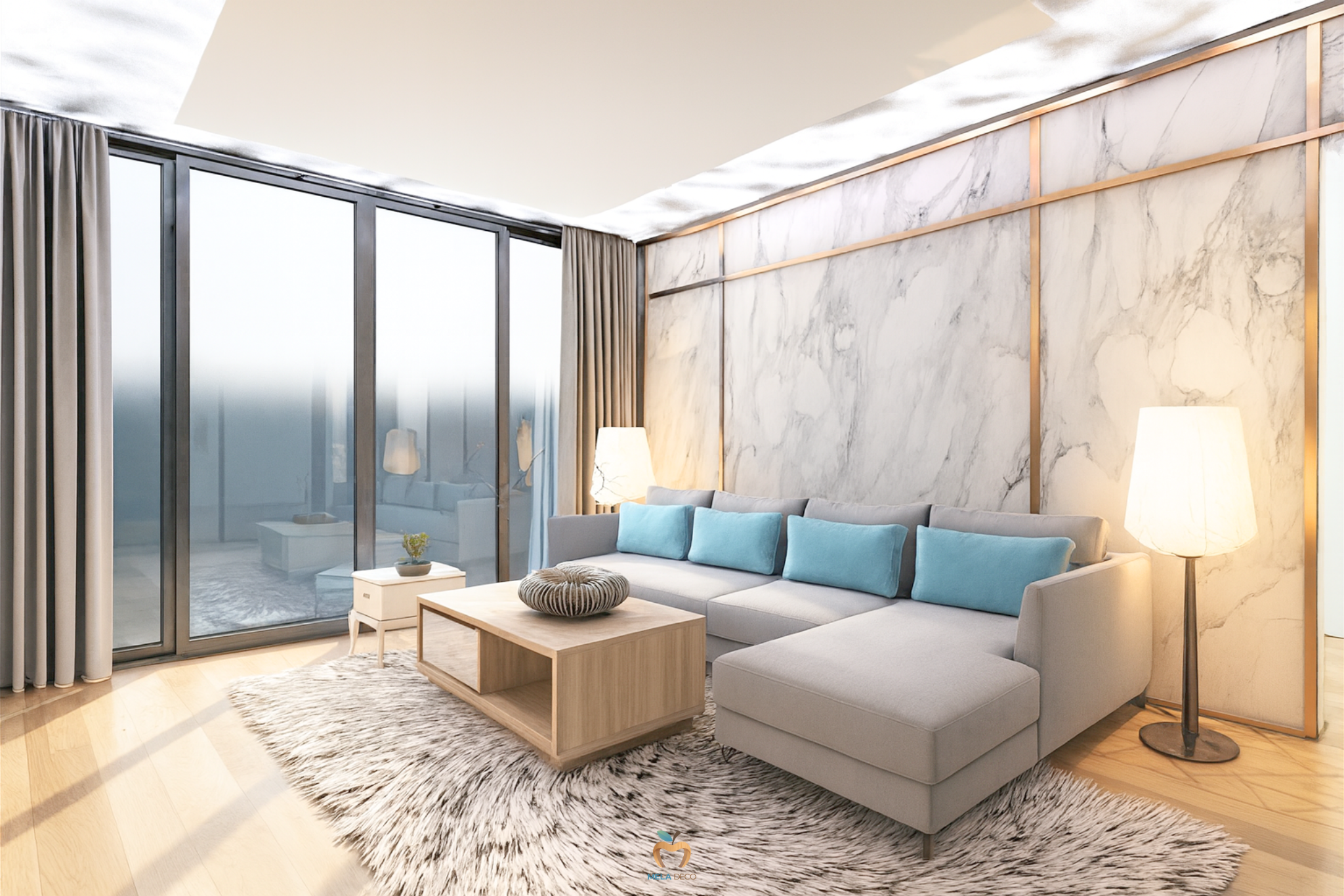 รีวิวการออกแบบ ตกแต่งภายในบิวท์อิน โครงการ The Rivera ห้องนั่งเล่น